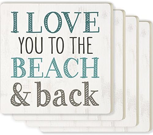 אוהב אותך לחוף הים ולגב המראה 4 x 4 חופי קרמיקה סופגים סט של 4