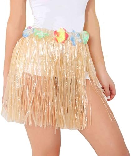 Rimi Canger נשים חצאיות הולה הוואי עם פרח 40 סמ אביזרים לקישוט מסיבות למבוגרים בגודל אחד