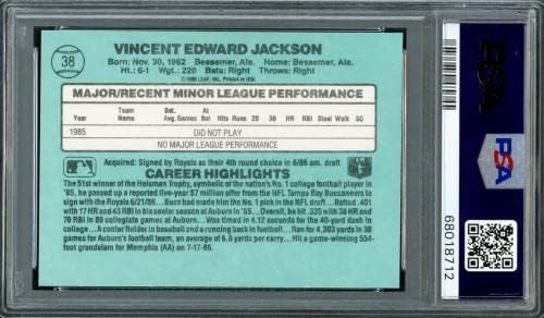 Bo Jackson חתימה 1986 Donruss The Rookies Card 38 Kansas City Royals PSA 9 Gem כיתה אוטומטית מנטה 10 PSA/DNA מלאי 211180 - כרטיסי חתימה