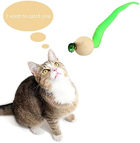 גנרי מתנועע עץ כדור חתול פעמון לחיות מחמד לעיסת זחל צעצוע נחש זנב