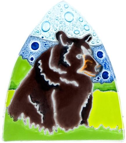 עולם החיות של פמפאנה-דוב גריזלי ביער כיסוי מנורת לילה זכוכית התמזגו-רב