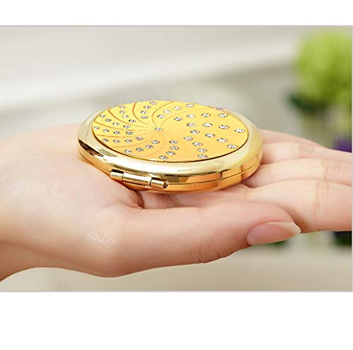רקסינבאנג קוסמטי מירו זהב-מצופה יהלומי מראה קטנה נייד מתקפל דו צדדי נייד מראה אישית מתנת יום הולדת