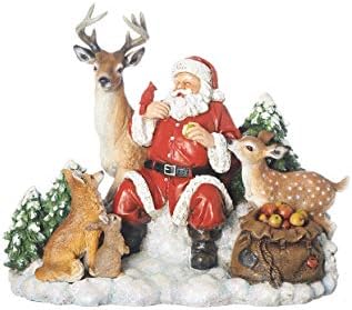 הסטודיו של ג'וזף מאת רומן - סנטה עם דמות בעלי חיים, 8.75 H, אוסף חג המולד, שרף ואבן, דקורטיבי, עיצוב בית, עמיד, לאורך זמן רב