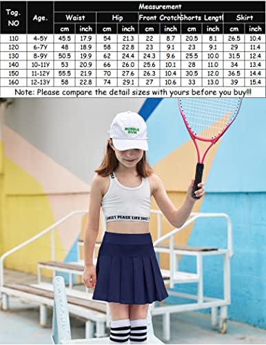 חצאיות הטניס של נערת ארשיינר עם מכנסיים קצרים קפלים אתלטי קפלים ביצועי אימון ביצועים עם כיסים לילדים 4-13y