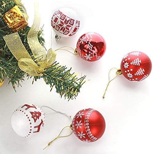 Trietree 24CT 2.4 קישוטי כדור חג המולד קישוטי עץ חג המולד עמידים בפני קישוטי עץ חג המולד כדורים ציור עדין נוצץ דקורטיבי קישוטי חג המולד