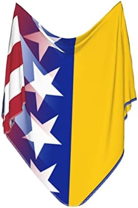 דגל אמריקאי ודגל בוסני שמיכה לתינוקות מקבלת שמיכה לעטיפת כיסוי חוט -יילוד של תינוקות