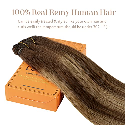 קליפ בתוספות שיער, לייליה שוקולד חום כדי קרמל בלונד קליפ בתוספות שיער אמיתי שיער טבעי ישר רמי שיער טבעי הרחבות 22 אינץ 120 גרם 7 יחידות