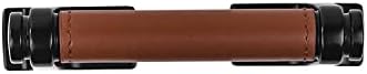 Belwith Keeler B077977LRMB אוסף מילואים ידית 1-1/4 אינץ 'קוטר מט שחור עם גימור עור חום