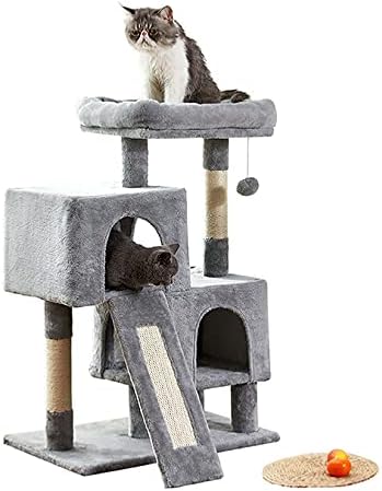 חתול מגדל, 34.4 סנטימטרים חתול עץ עם גירוד לוח, 2 יוקרה דירות, חתול מגדל ריהוט, יציב וקל להרכיב, עבור חתלתול, חיות מחמד, מקורה פעילות