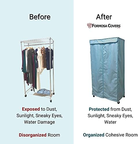 פורמוזה מכסה נייד בגד מתגלגל מתלה כיסוי-להגן על הבגדים שלך מפני אבק לשמור על החדר שלך מחפש מאורגנים קרחון כחול