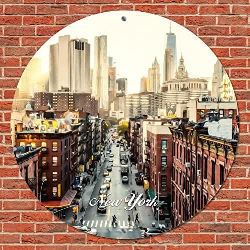 שלט פח מתכת עגולה אמריקאית ניו יורק מדינת ניו יורק ניו יורק נוף סקיילי קו נוף עירוני נוף עיר