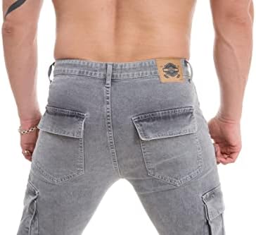 Tegias Mens Slim Fit Jeans Jeans Classic מכנסי עבודה עם כיסים מכנסיים מזדמנים