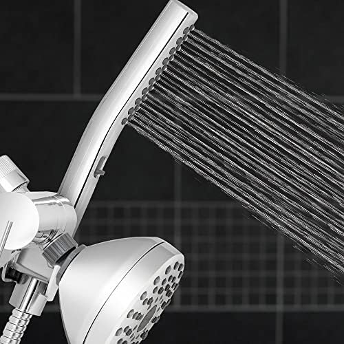 מערכת שיער של Waterpik Spa מערכת מקלחת כפולה 12 ריסוס כפול וראש מקלחת עם כף יד עם שרביט ועיסוי כוח בכרום כרום