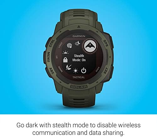 אינסטינקט גרמין, שעון חכם חיצוני מחוספס עם יכולות טעינה סולארית ותכונות טקטיות, אפליקציות ספורט מובנות וניטור בריאות, ירוק אזוב