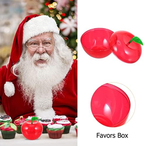 קבילוק חג המולד דקור 8 יחידות אדום תפוחים מיכל חג המולד סוכריות קופסות פלסטיק מתנדנד תפוחים דקורטיבי למילוי קישוטי מתנה מילוי מכולות צנצנת