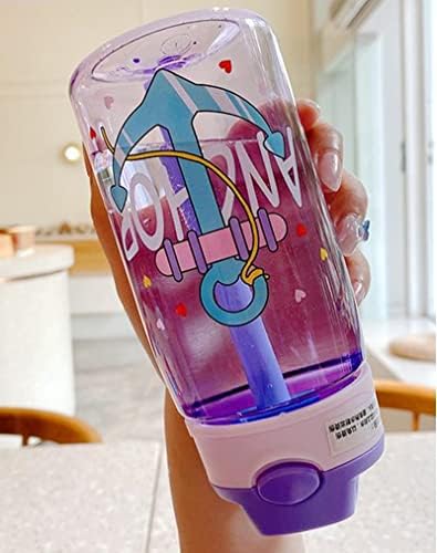 בקבוק מים של זיגידו לילדים לבית הספר, 16oz עם קש, אידיאלי לבנות, הוכחת שפיכה ומדיח כלים בטוח, כוס BPA, כוס Sippy עם עיצוב אטרקטיבי - ורוד