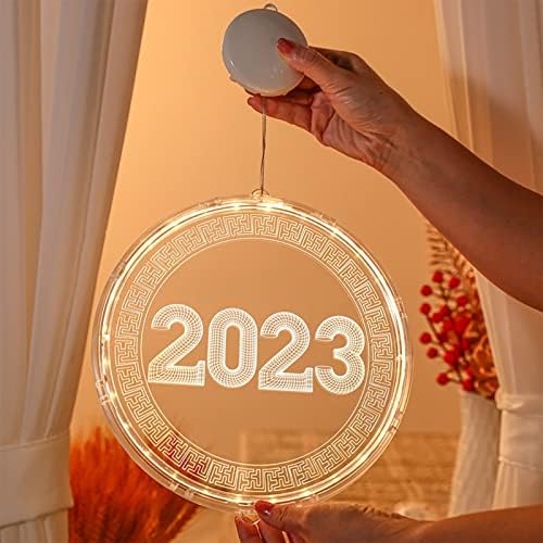 2023 אורות LED לשנה החדשה קישוט קישוט 3D יניקה כוס יניקה אקריליק מנורה ראשית לשנה החדשה אורות לילה תלויים לילדים לילדים קישוטי מסיבות