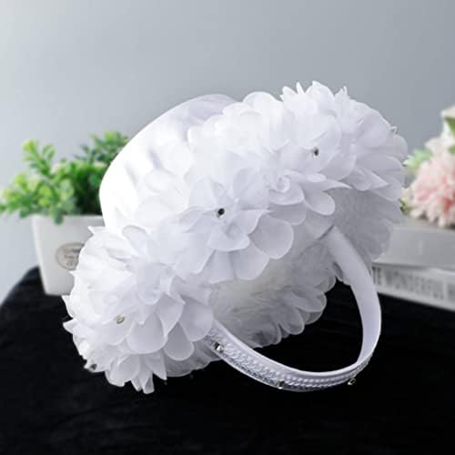 עבאודם פרח ילדה סלי חתונה פרח סל לבן חתונה טקס סל נושא טבעת סל עם ריינסטון דקור ידית ממתקי אחסון מתנה לחתונה מסיבת קישוט