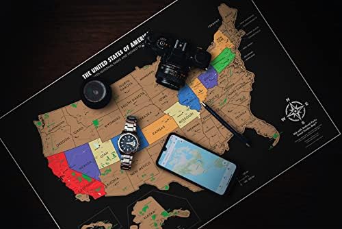 Landmass - 17X24 אינץ 'שריטה מפה מפה של ארצות הברית - פוסטר ארהב עם ארהב פארקים לאומיים, בירות מדינה - אמריקה הדפס - אמנות קיר נסיעות