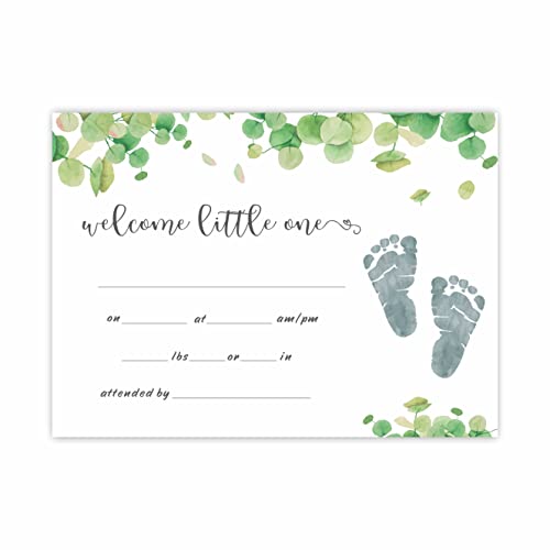 תעודת לידה בבית חולים / 8& 34; איקס 11& 34; סימן הודעת לידת תינוק נושא ירוק / אמנות טביעת רגל תינוק / עקבות מזכרת עבור אמא ואבא /