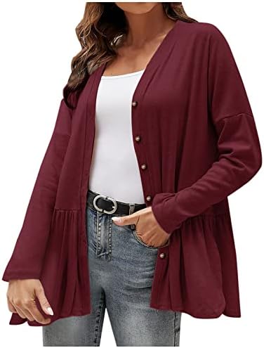 ז'קט חולצה מזדמן לנשים שרוול ארוך פרוע כפתור כפתור חולצות טוניקה טוניקה מעילים רופפים מעילים