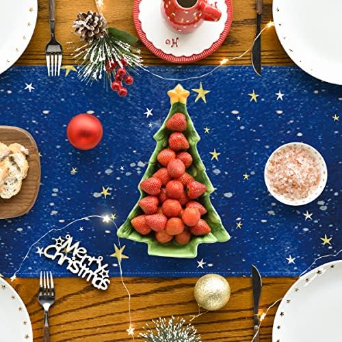 מצב ארטואיד האל שמיים כחולים רץ לשולחן חג המולד, חורף עונתי לילה קדוש ישו מטבח שולחן אוכל תפאורה למסיבה ביתית חיצונית 13 על 36 אינץ