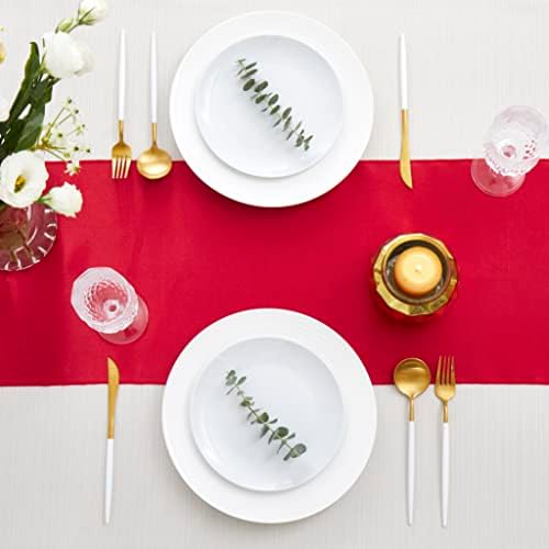 4 יחידות רצי שולחן סאטן אדום 12 איקס 108, עיצוב שולחן בד משיי אלגנטי וחלק לחתונה משתה יום הולדת חג ההודיה חג האהבה קישוט חג המולד
