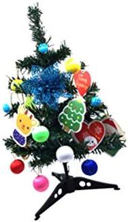 AMOSFUN 60 סמ LED עץ חג המולד זוהר עם קישוט עץ חג המולד פרחוני כחול יצירתי זוהר אביזר דקורטיבי עם מעמד שחור ללא סוללה