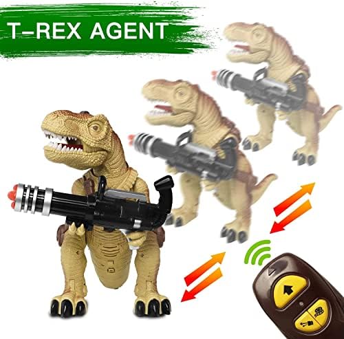 צעצוע דינוזאור אלקטרוני של Mitcien לילדים, T-Rex דינוזאור צעצוע ריאליסטי הליכה עם 2 דינו, Tyrannosaurus rex Multifunction Controller עם